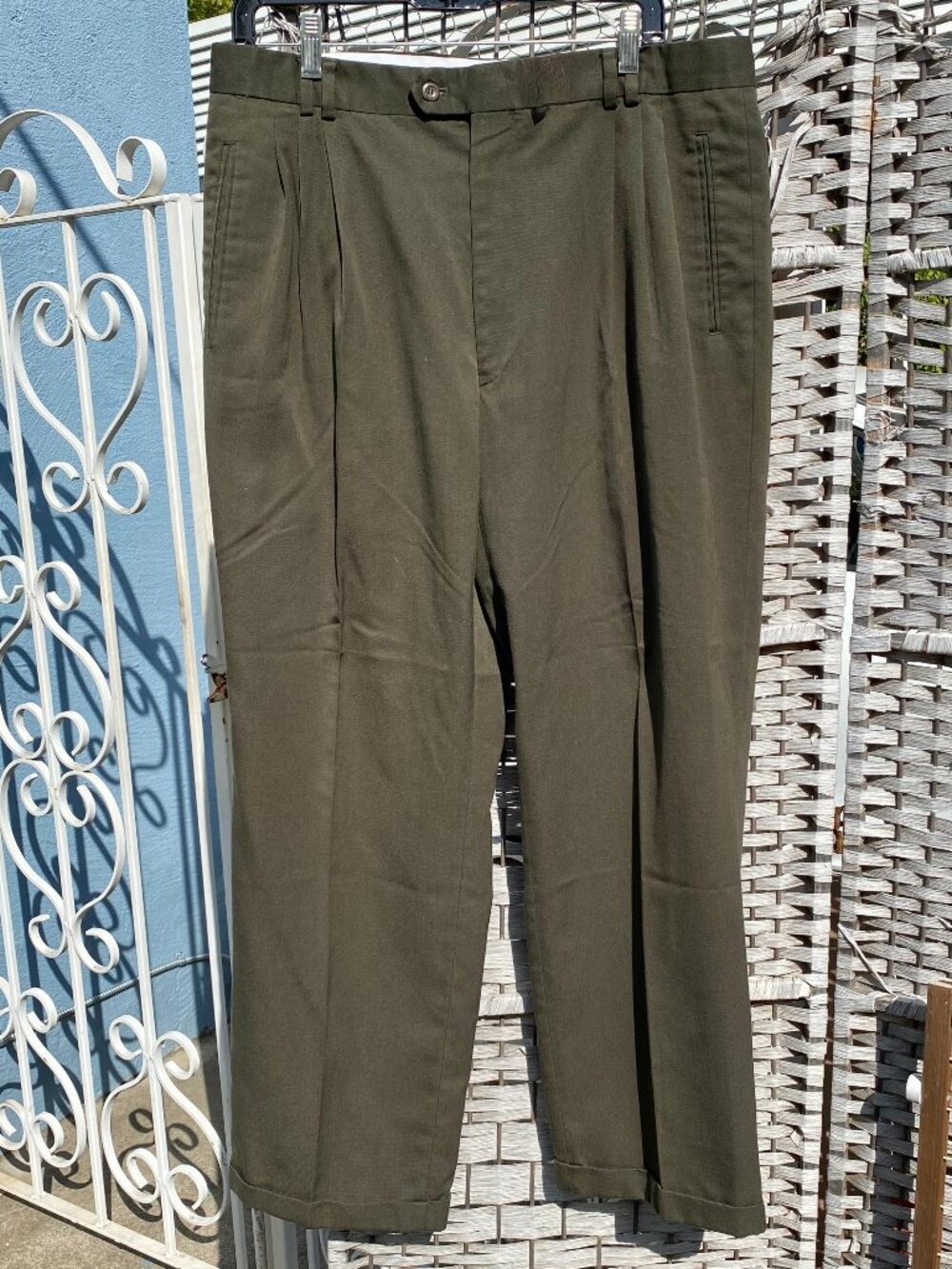 Vintage Olive Green Veloce Pleated Slacks Pants